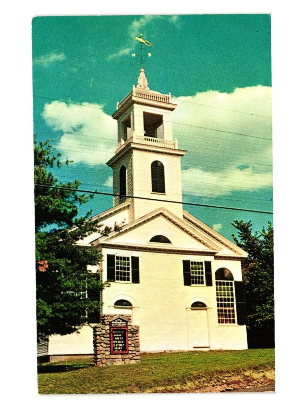 Center Meeting House Newbury NH Postcard Vintage Bulfinch Architecture 1832 Alle